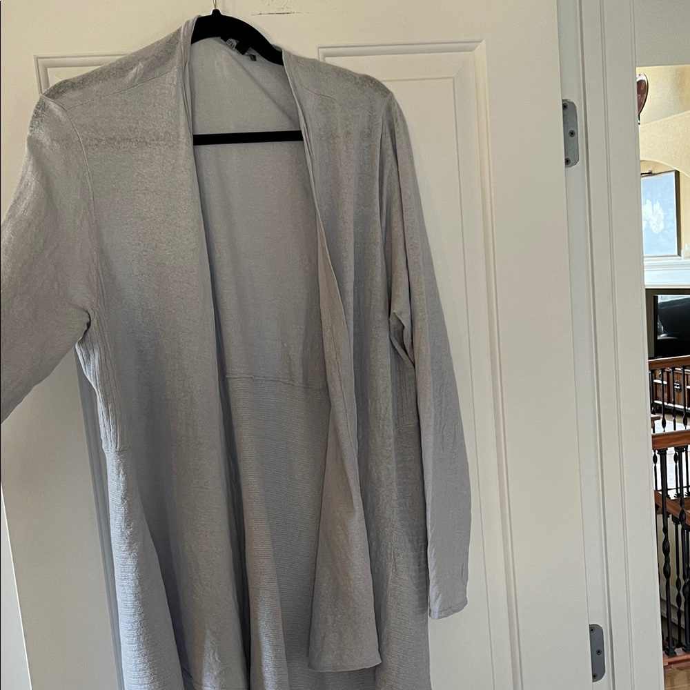 Eileen Fisher Light Gray Open Cardigan